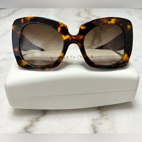 Versace Tortoiseshell Square Sunglasses with Brown Lenses main image 4